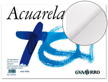 Bloc dibujo Guarro Acuarela A4+ encolado 20h 240g/m²
